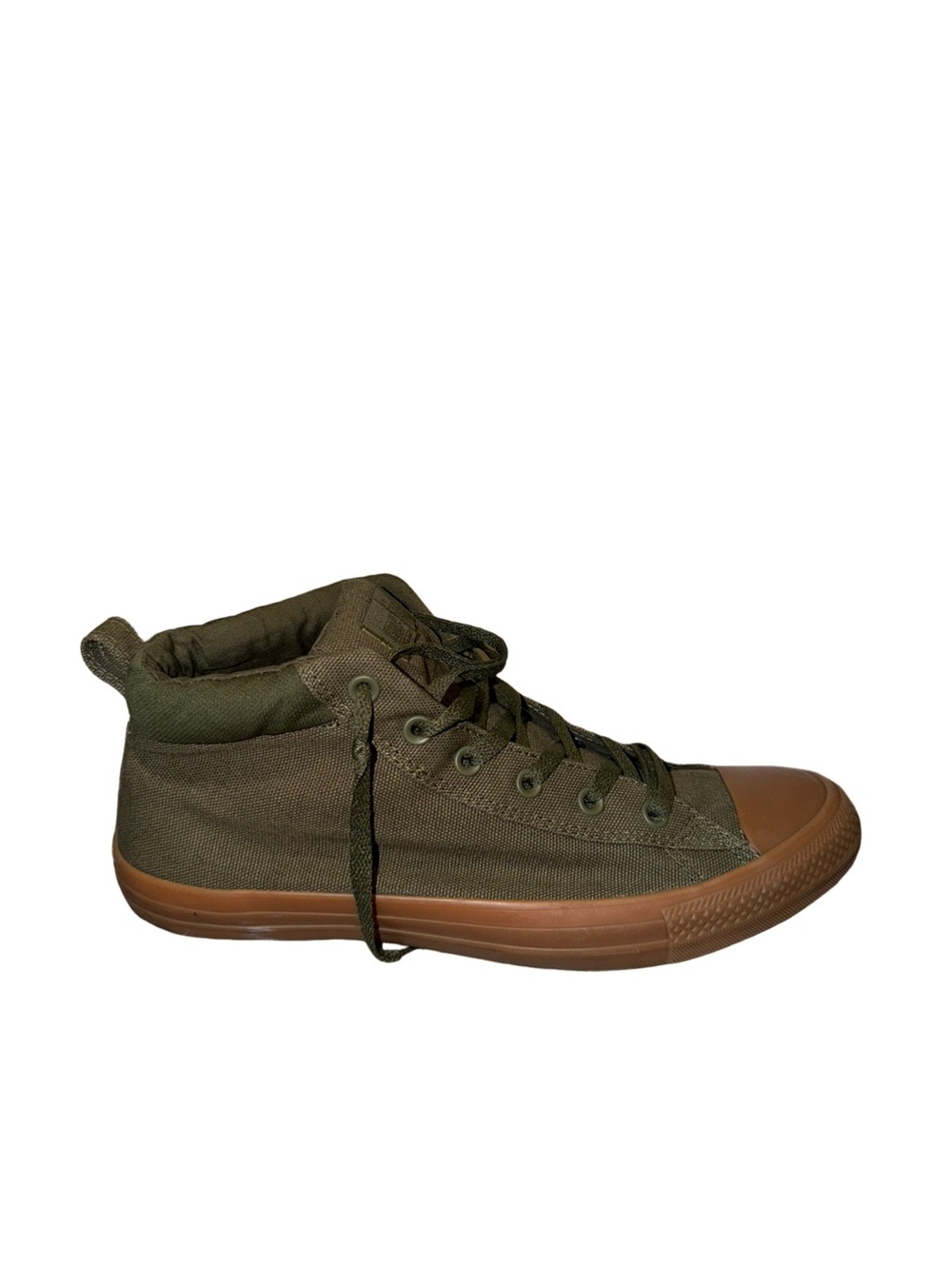 Men's Olive High-Top Canvas Sneaker with Gum Sole size 11.5